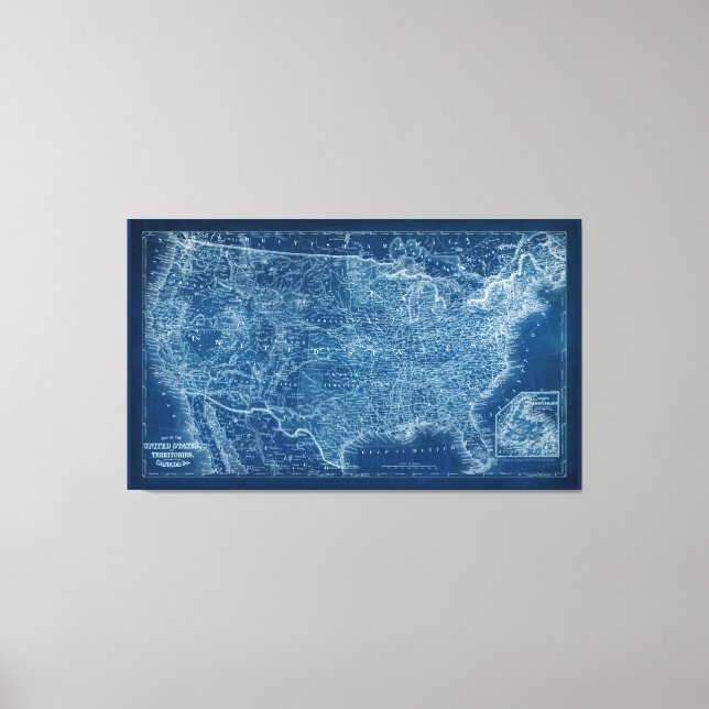 US Map Blueprint Leinwanddruck (Vorderseite)