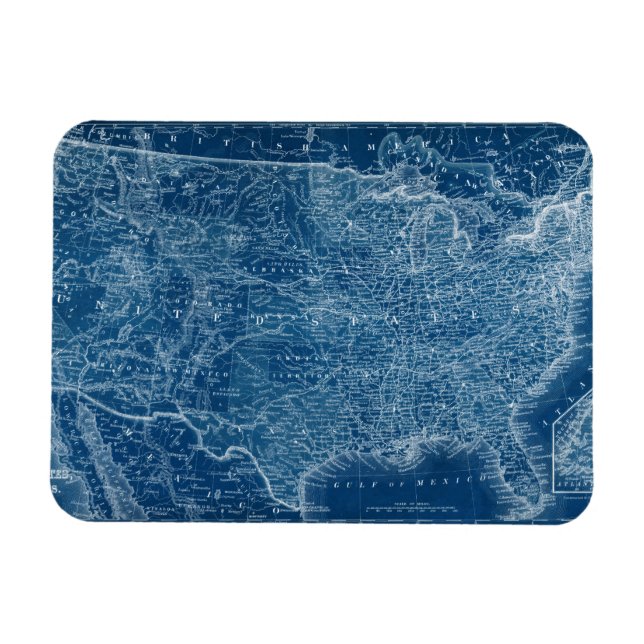 US Map Blueprint Magnet (Horizontal)