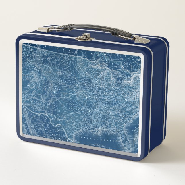 US Map Blueprint Metall Lunch Box (Vorderseite)