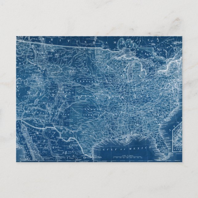 US Map Blueprint Postkarte (Vorderseite)