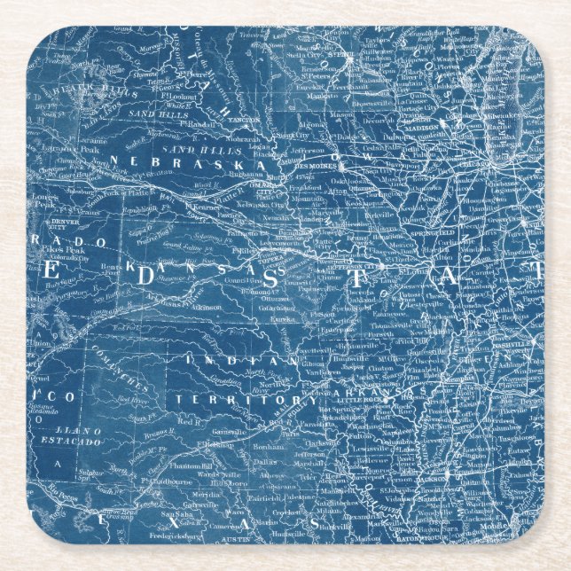 US Map Blueprint Rechteckiger Pappuntersetzer (Vorderseite)