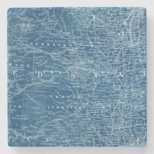 US Map Blueprint Steinuntersetzer