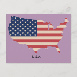 US Map Flag Postkarte