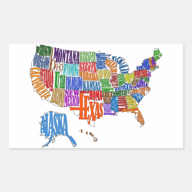 US MAP RECHTECKIGER AUFKLEBER (Vorderseite)
