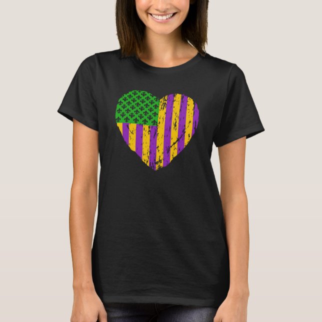 US Mardi Gras Flag with Fleur de Lis Patriotic T-Shirt (Vorderseite)