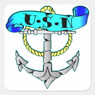 US Marine Anchor Tattoo Quadratischer Aufkleber