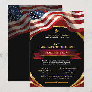 US-Marine-Beförderung Amerikanische Flagge Gold Einladung