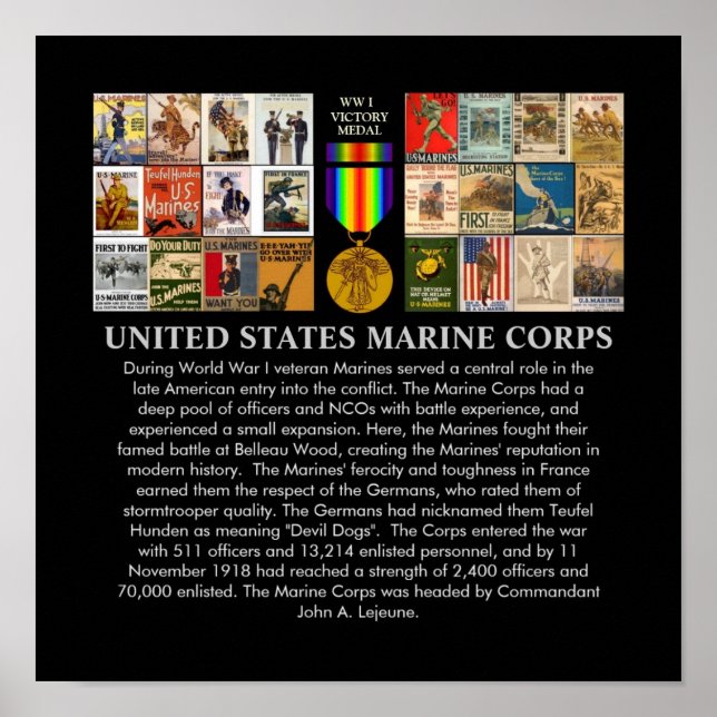 US Marine Corps Weltkrieg 1 Rekrutieren von Plakat (Vorne)