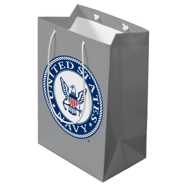 US-Marine | Navy Alt Emblem Mittlere Geschenktüte (Rückseite Schrägansicht)