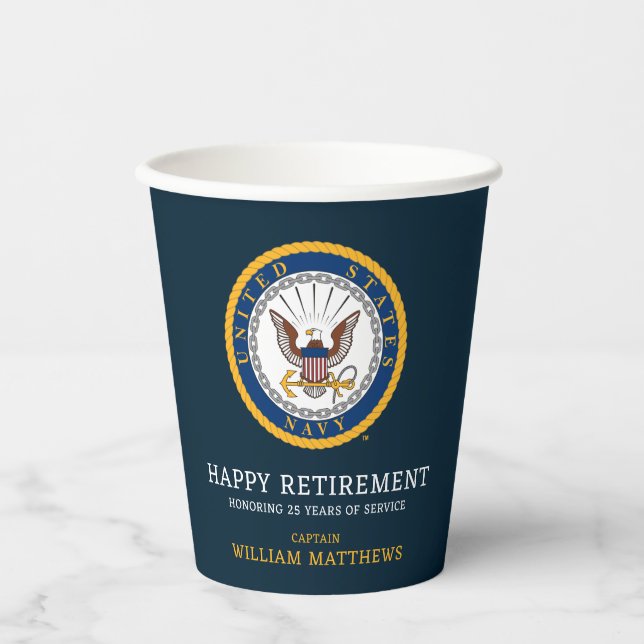 US-Marine | Navy Emblem | glückliche Pensionierung Pappbecher (Vorderseite)
