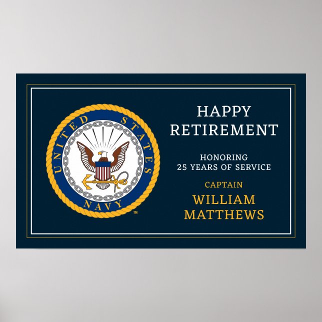 US-Marine | Navy Emblem | glückliche Pensionierung Poster (Vorne)