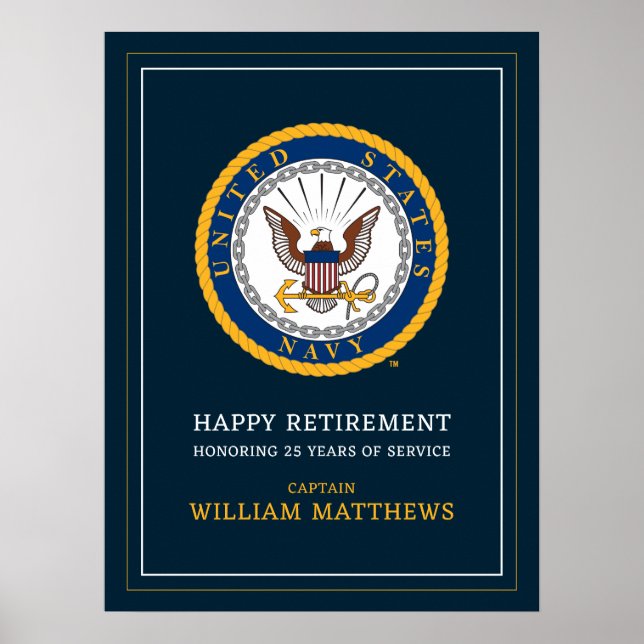 US-Marine | Navy Emblem | glückliche Pensionierung Poster (Vorne)