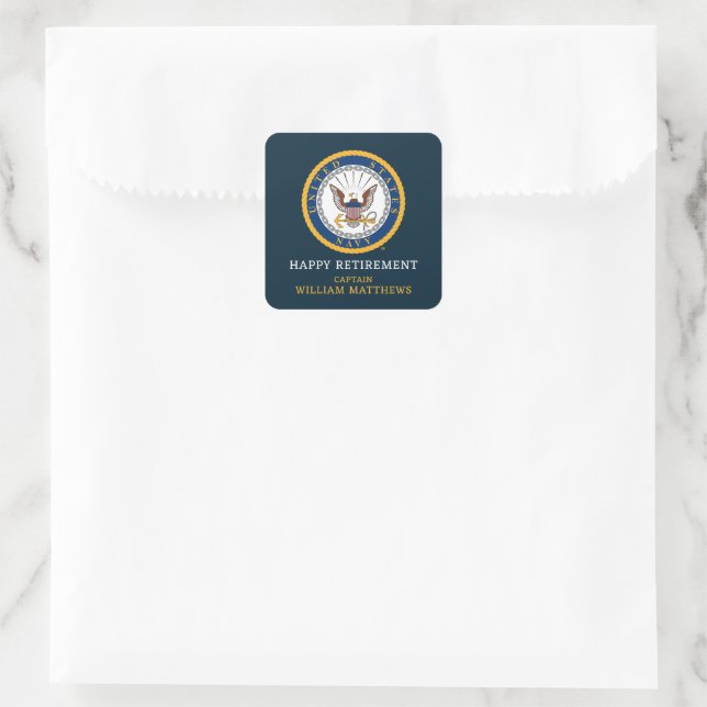 US-Marine | Navy Emblem | glückliche Pensionierung Quadratischer Aufkleber (Tasche)