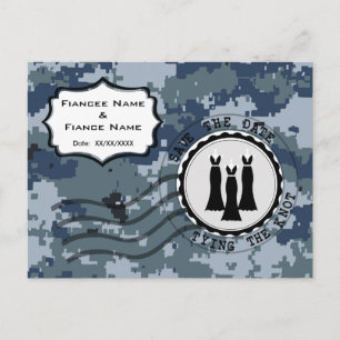US MARINE Navy Save the Date & Gowns Ankündigungspostkarte