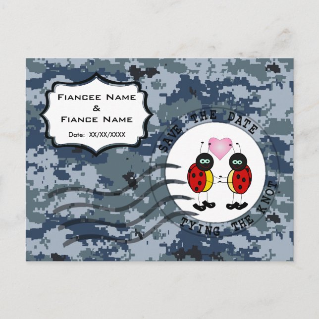 US MARINE Navy Save the Date & Ladybugs Ankündigungspostkarte (Vorderseite)