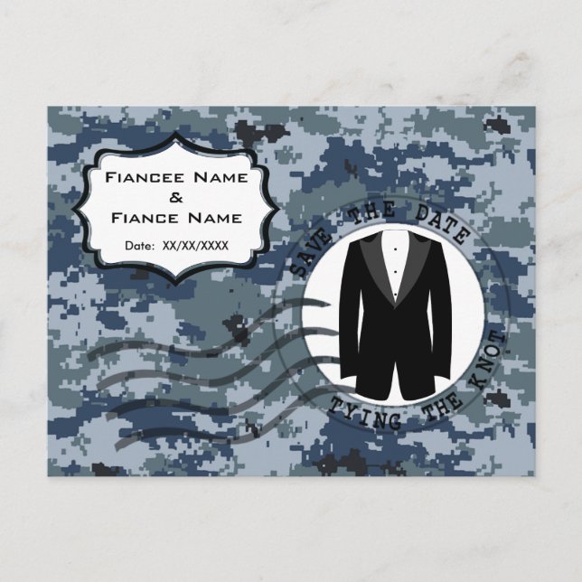 US MARINE Navy Save the Date & Tuxedo Ankündigungspostkarte (Vorderseite)