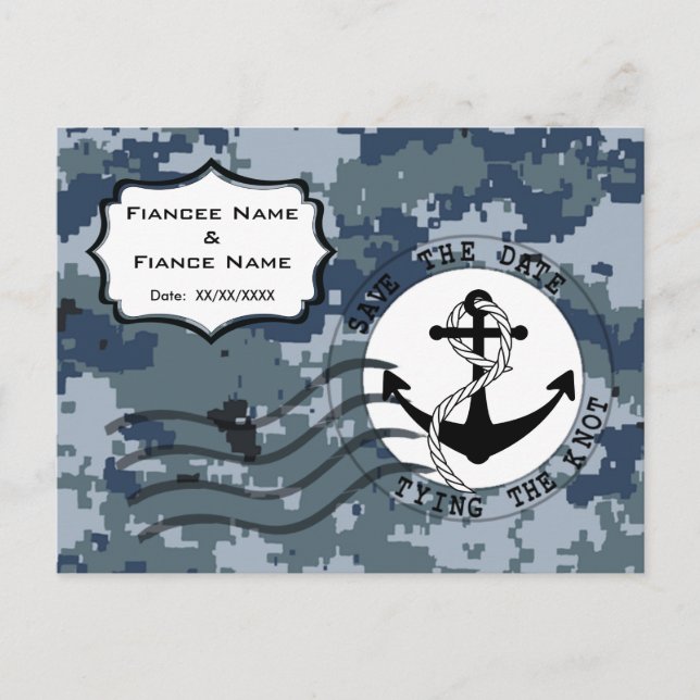 US MARINE Navy Save the Date und Anchor Ankündigungspostkarte (Vorderseite)