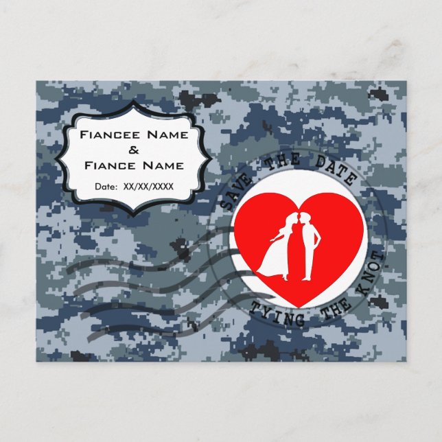 US MARINE Navy Save the Date und Couple Ankündigungspostkarte (Vorderseite)