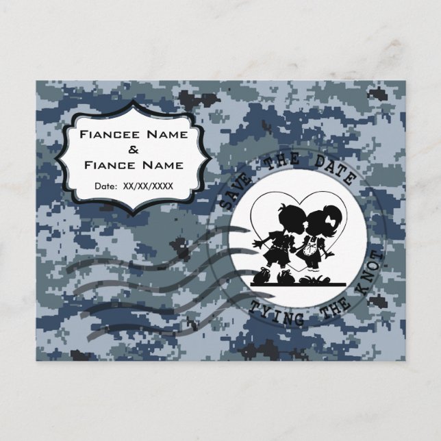 US MARINE Navy Save the Date und Couple Ankündigungspostkarte (Vorderseite)