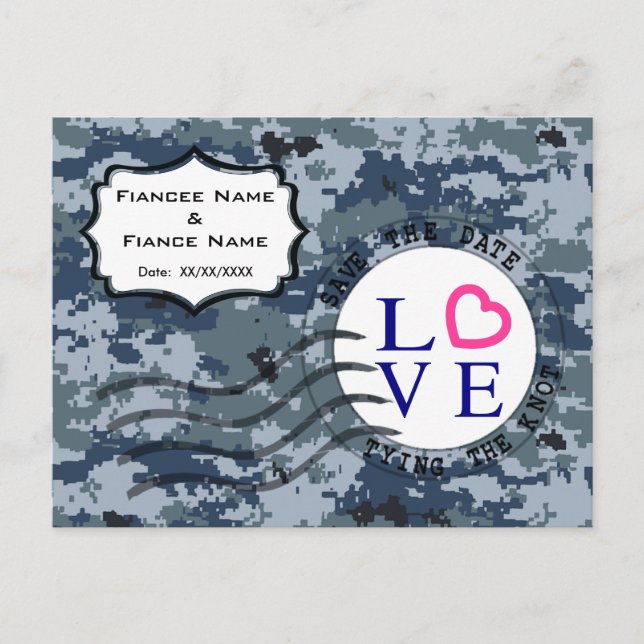US MARINE Navy Save the Date und Liebe Ankündigungspostkarte (Vorderseite)