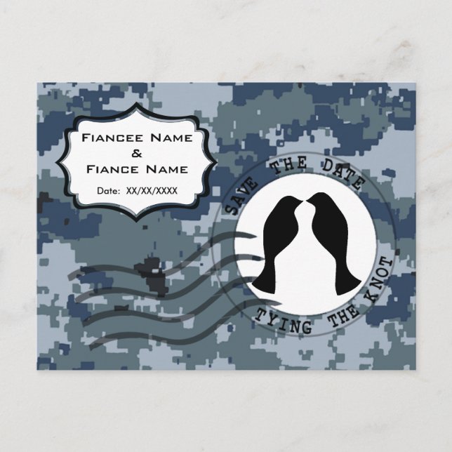 US MARINE Navy Save the Date und liebende Vögel Ankündigungspostkarte (Vorderseite)