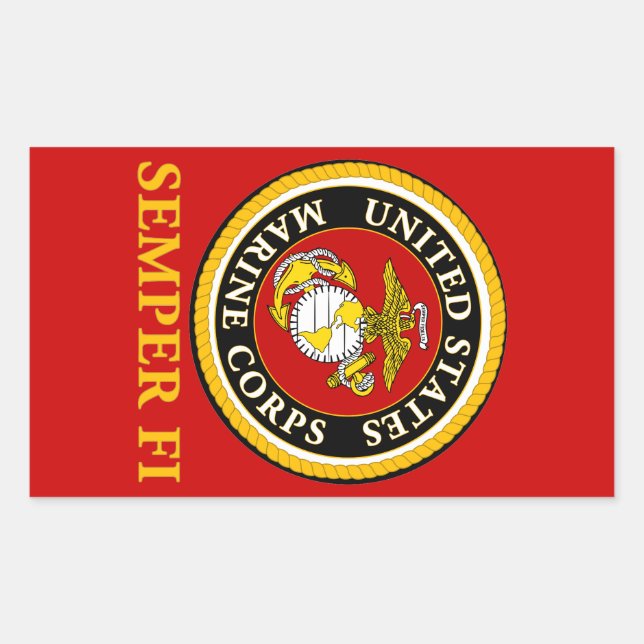 US Marine Offiziell Siegel - Semper Fi Rechteckiger Aufkleber (Vorderseite)
