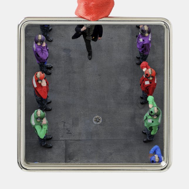 US-Marine Regenbogenhälften Silbernes Ornament (Vorne)