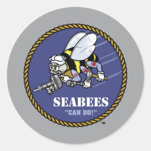 US-Marine   Seabees Runder Aufkleber