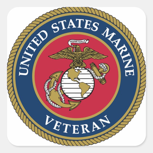 US Marine Veteran Blue Quadratischer Aufkleber (Vorderseite)