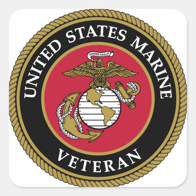 US Marine Veteran Blue Quadratischer Aufkleber (Vorderseite)