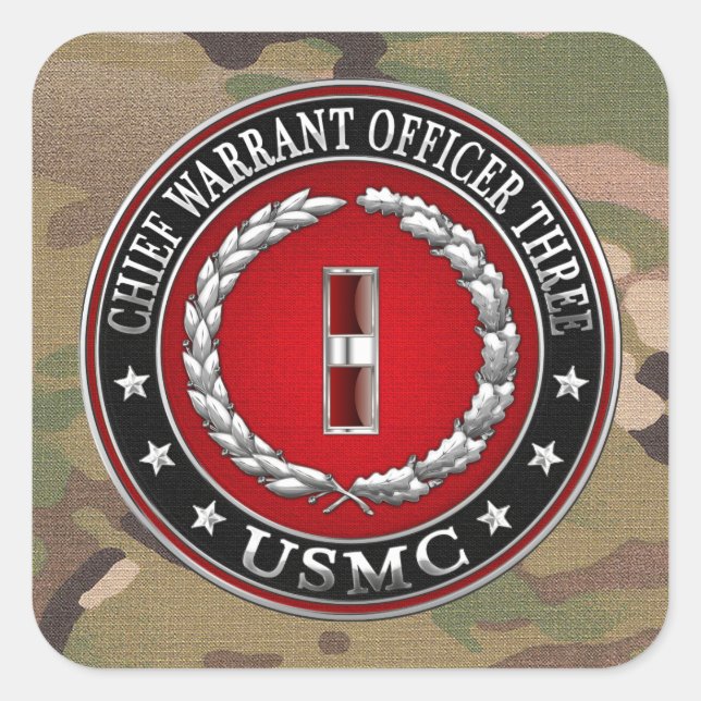 US-Marineinfanterie: Dritter Hauptbefehl (USMC CWO Quadratischer Aufkleber (Vorderseite)