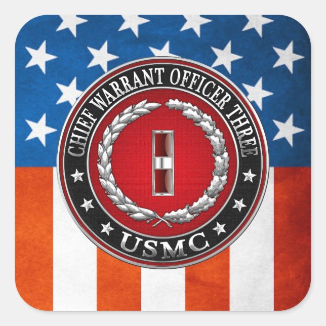 US-Marineinfanterie: Dritter Hauptbefehl (USMC CWO Quadratischer Aufkleber (Vorderseite)