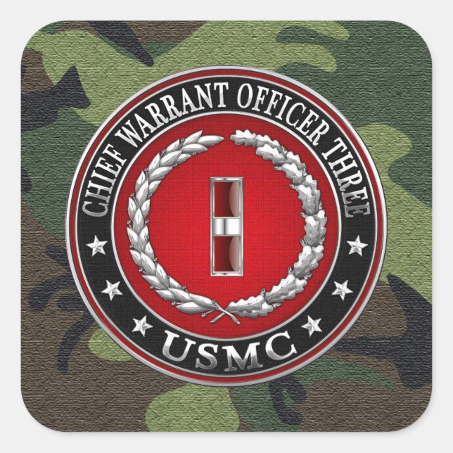 US-Marineinfanterie: Dritter Hauptbefehl (USMC CWO Quadratischer Aufkleber (Vorderseite)
