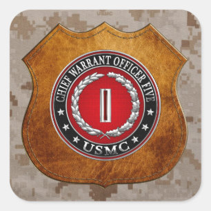 US-Marineinfanterie: Haftbefehl fünf (USMC CWO-5)  Quadratischer Aufkleber