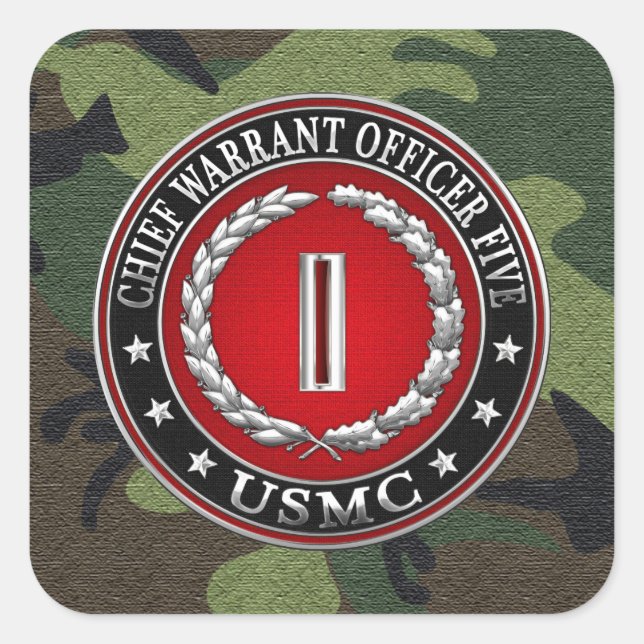 US-Marineinfanterie: Haftbefehl fünf (USMC CWO-5)  Quadratischer Aufkleber (Vorderseite)