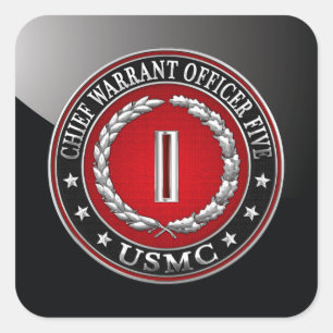 US-Marineinfanterie: Haftbefehl fünf (USMC CWO-5)  Quadratischer Aufkleber