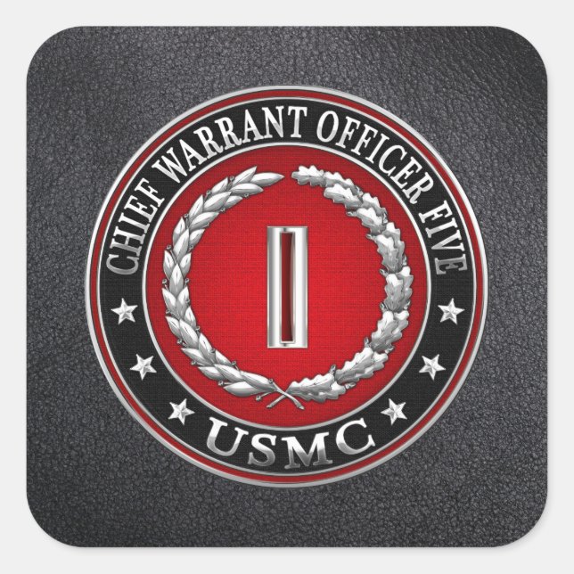 US-Marineinfanterie: Haftbefehl fünf (USMC CWO-5)  Quadratischer Aufkleber (Vorderseite)