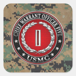 US-Marineinfanterie: Haftbefehl fünf (USMC CWO-5)  Quadratischer Aufkleber