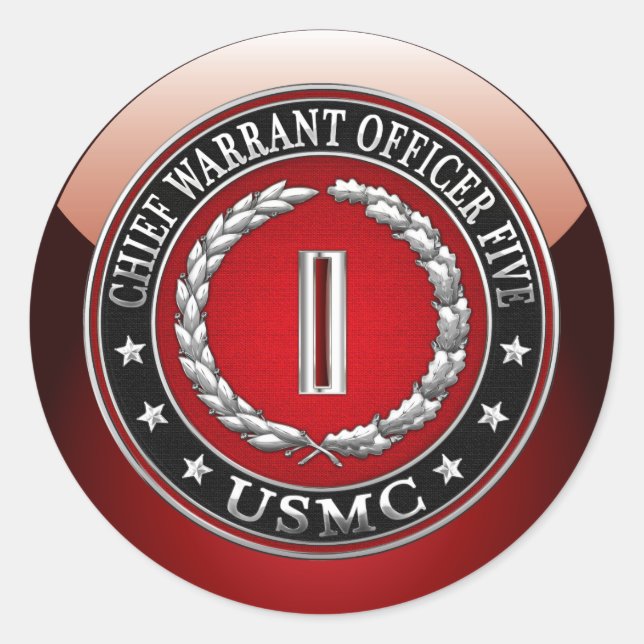 US-Marineinfanterie: Haftbefehl fünf (USMC CWO-5)  Runder Aufkleber (Vorderseite)