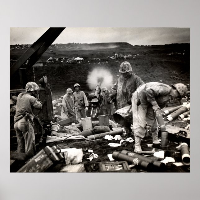 US-Marines des Zweiten Weltkriegs über Iwo Jima Poster (Vorne)
