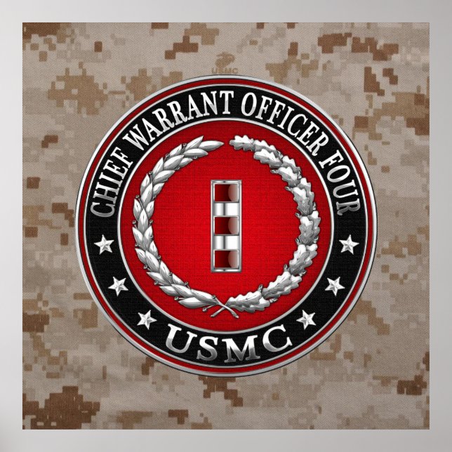 US-Marines: Hauptbefehl Vier (USMC CWO-4) [3D] Poster (Vorne)