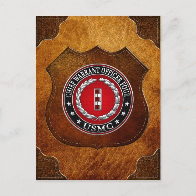 US-Marines: Hauptbefehl Vier (USMC CWO-4) [3D] Postkarte (Vorderseite)