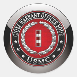 US-Marines: Hauptbefehl Vier (USMC CWO-4) [3D] Runder Aufkleber
