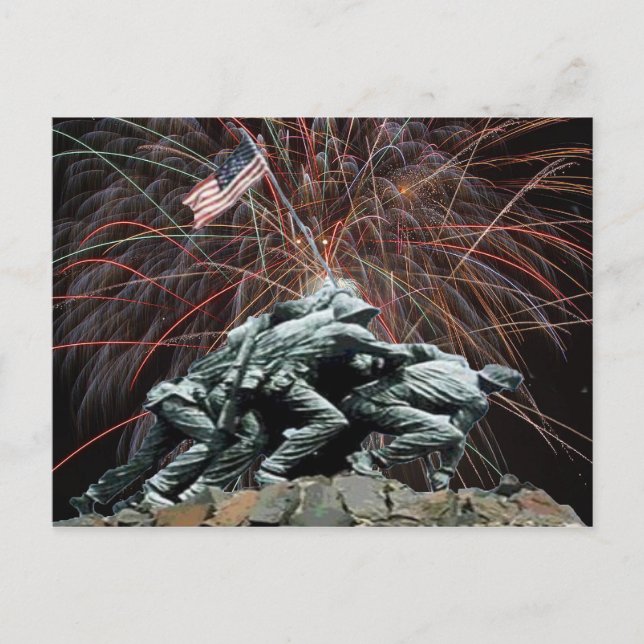US Marines War Memorial Iwo Jima Fireworks Postkarte (Vorderseite)
