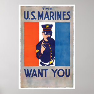 US-Marines-Werbeplakat WWII-Propagandakunst Poster