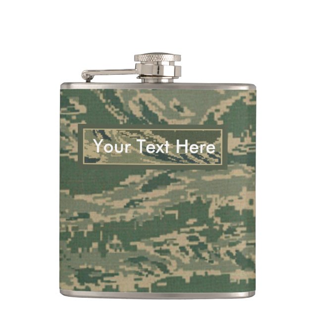 US Military Green Camouflage 6 oz oder 8 oz Flask Flachmann (Vorderseite)
