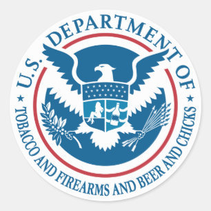 US-Ministerium für Tabak und Feuerwaffen und Bier Runder Aufkleber