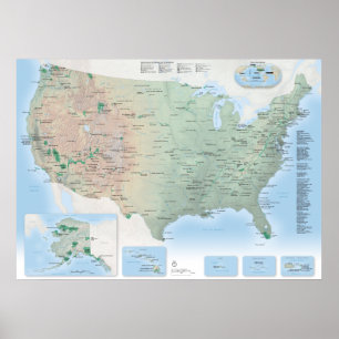 US National Parks Kartenplakat Poster