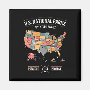 US-Nationalparks Karte Erhalten Schützen Wandern C Magnet