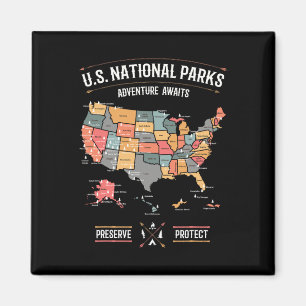 US-Nationalparks Karte Preserve Protect Wandern Ca Magnet